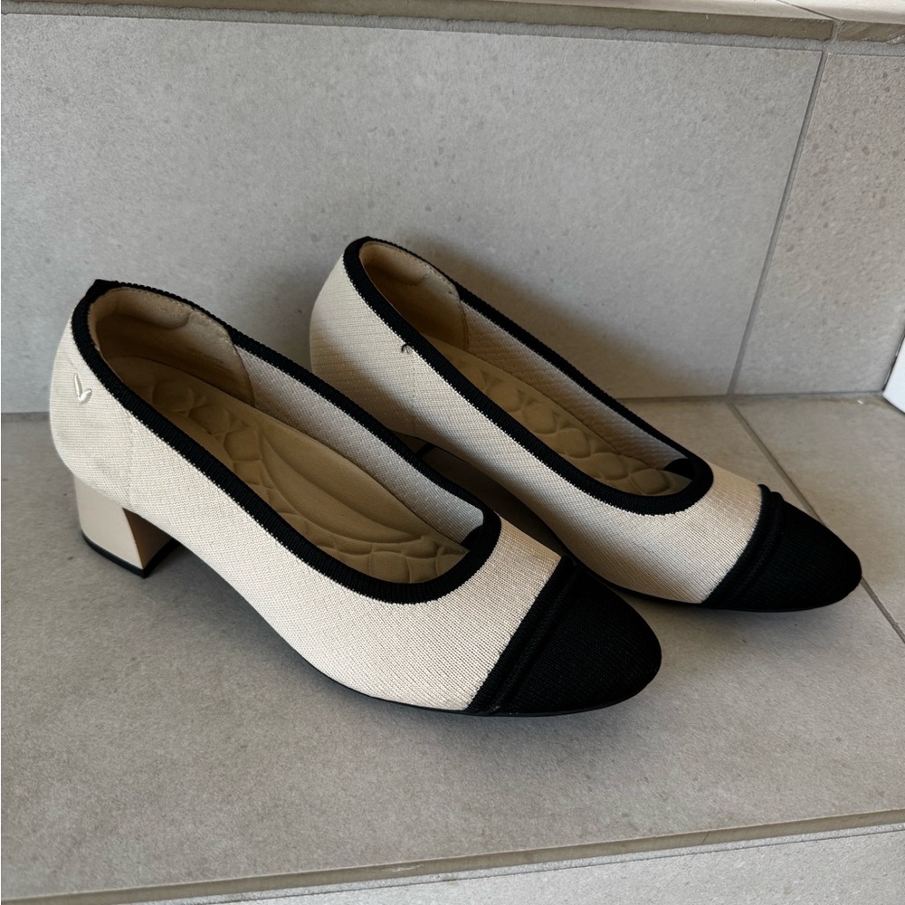 Vivaia Black and Cream Pumps